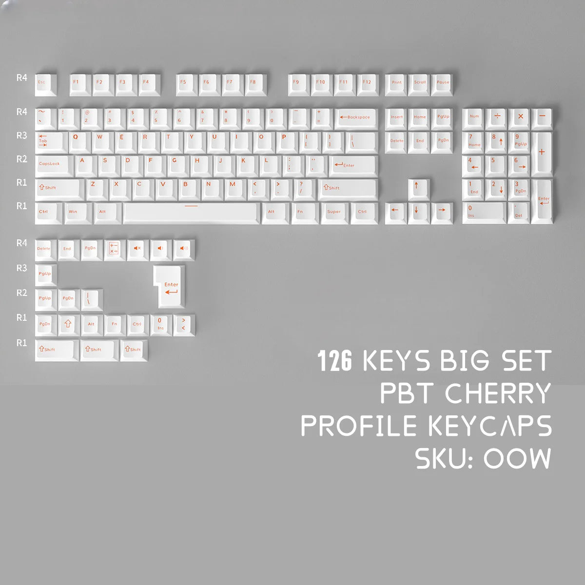 PBT Keycaps White Pink WOB – 126 Keys, ISO Alice, Cherry Profile