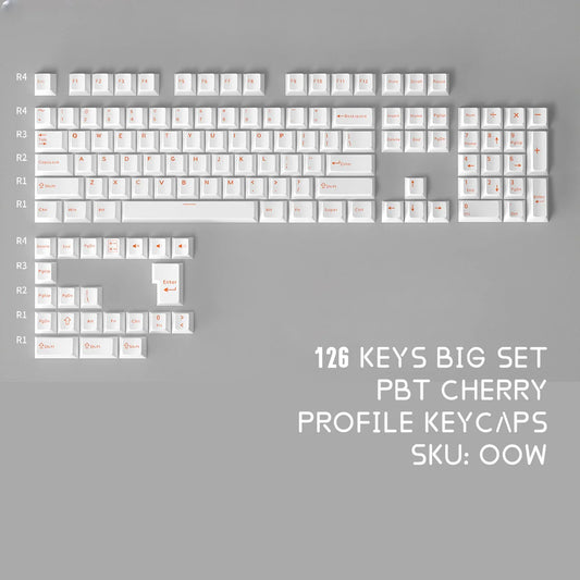 PBT Keycaps White Pink WOB – 126 Keys, ISO Alice, Cherry Profile