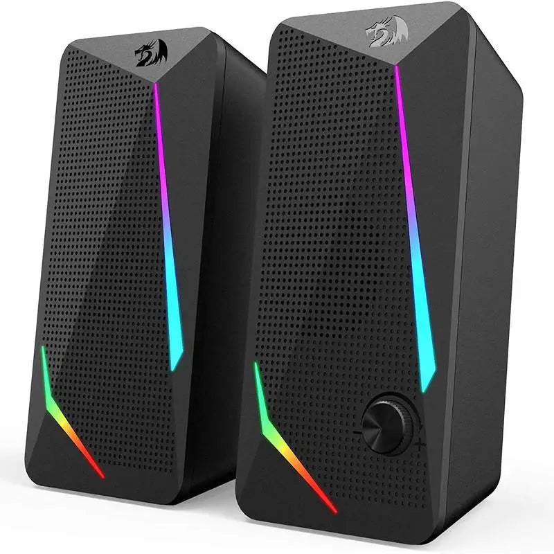 RGB Desktop Speakers, 2.0 Channel PC Computer Stereo Speaker with 4 Colorful LED Backlight Modes, Enhanced