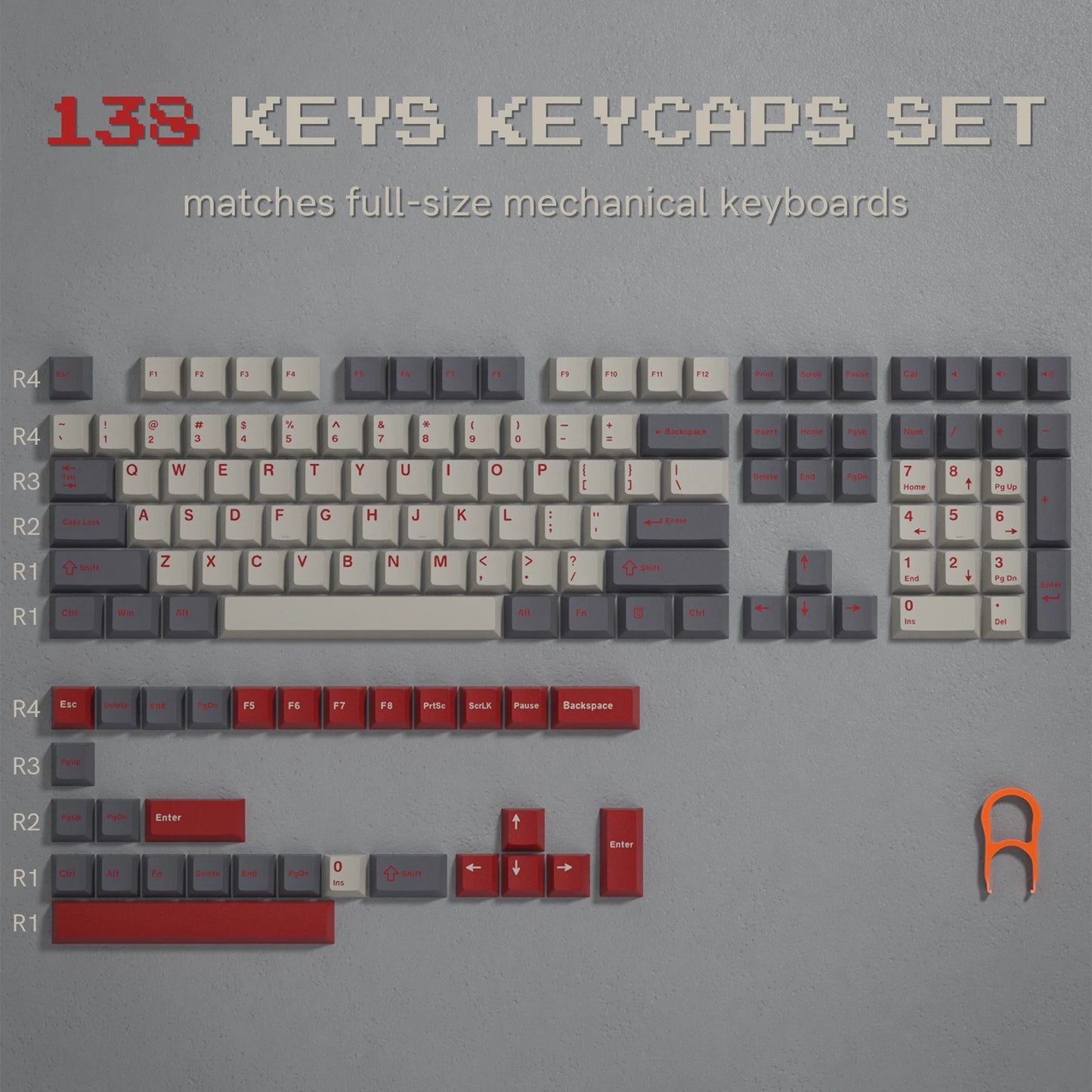 Rainbow 138 Keys Retro PBT Keycaps - Double Shot Cherry Profile for MX