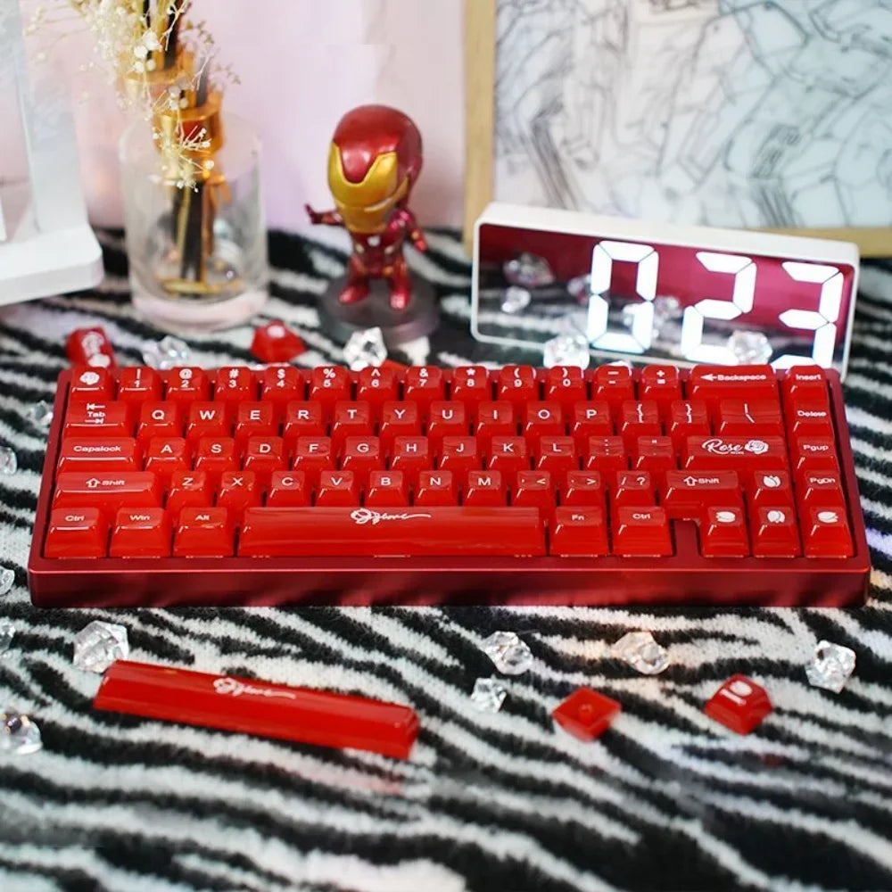 117 Key Pink Red Fog Transparent Keycap Set For Cherry MX Mechanical Keyboard