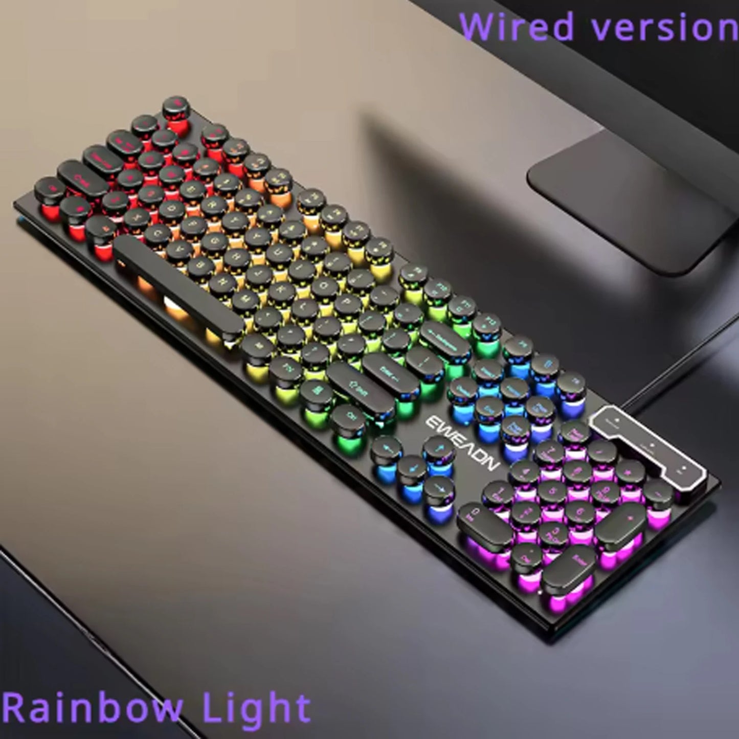104 Keys Punk Retro Keyboard Rainbow Backlight Gaming Keyboard