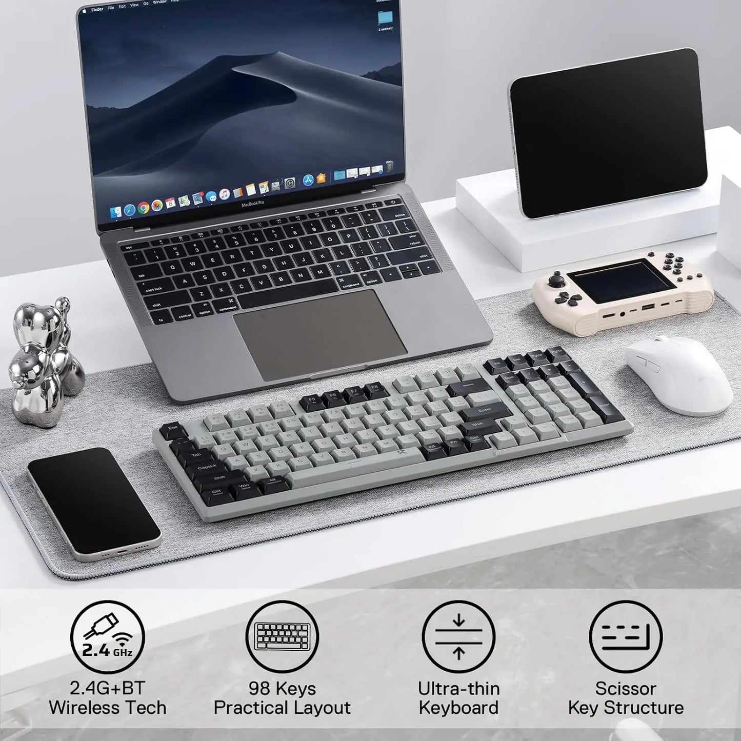Low Profile Wireless Keyboard 98 Keys For Windows And Mac