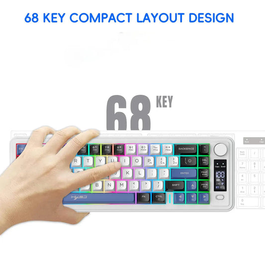 68 Key Wireless Keyboard Three Mode Bluetooth Five One Rainbow Lighting
