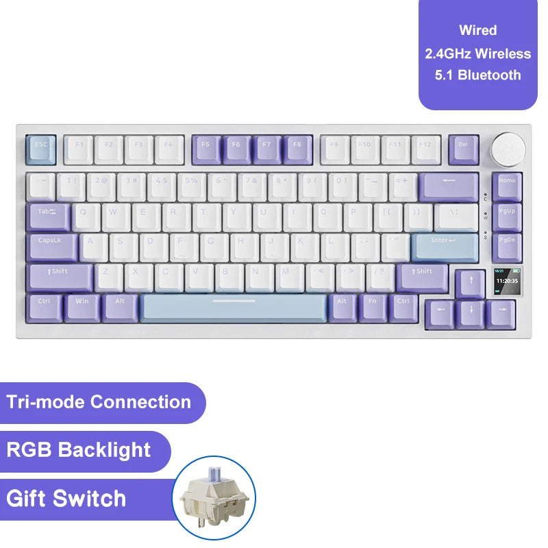 Pro Gaming Mechanical Keyboard Knob Hot Swapping Gasket Bluetooth 5.1 Wireless