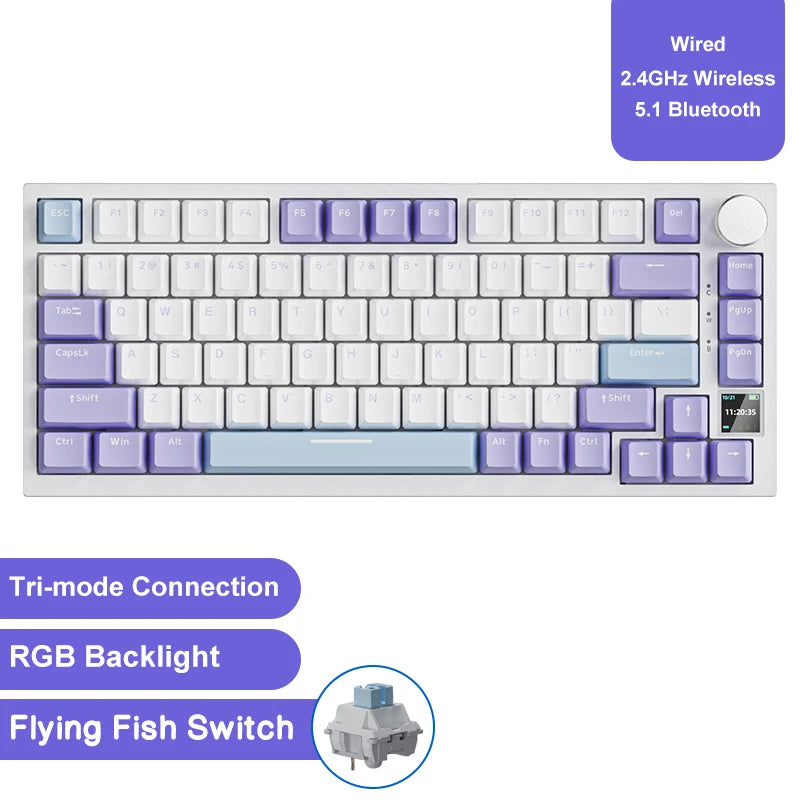 Pro Gaming Mechanical Keyboard Knob Hot Swapping Gasket Bluetooth 5.1 Wireless
