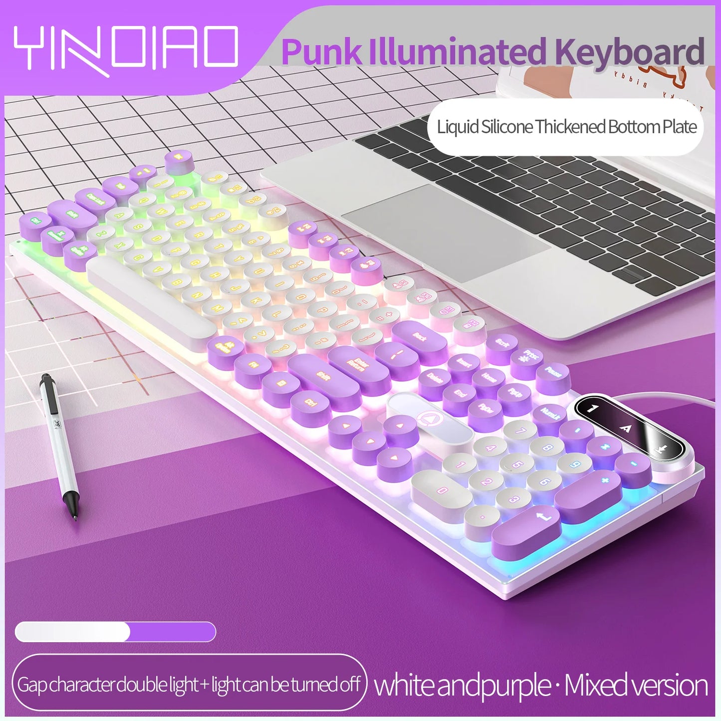 Typewriter Round 104 Keys Gaming Keyboard