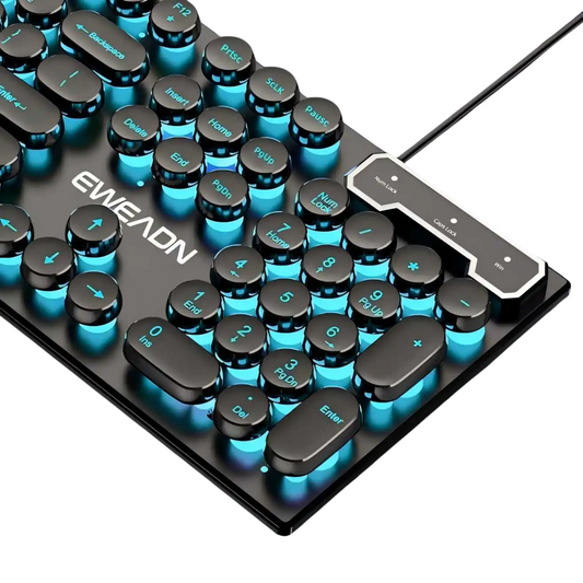 Typewriter Gaming Keyboard with Blue Backlighting
