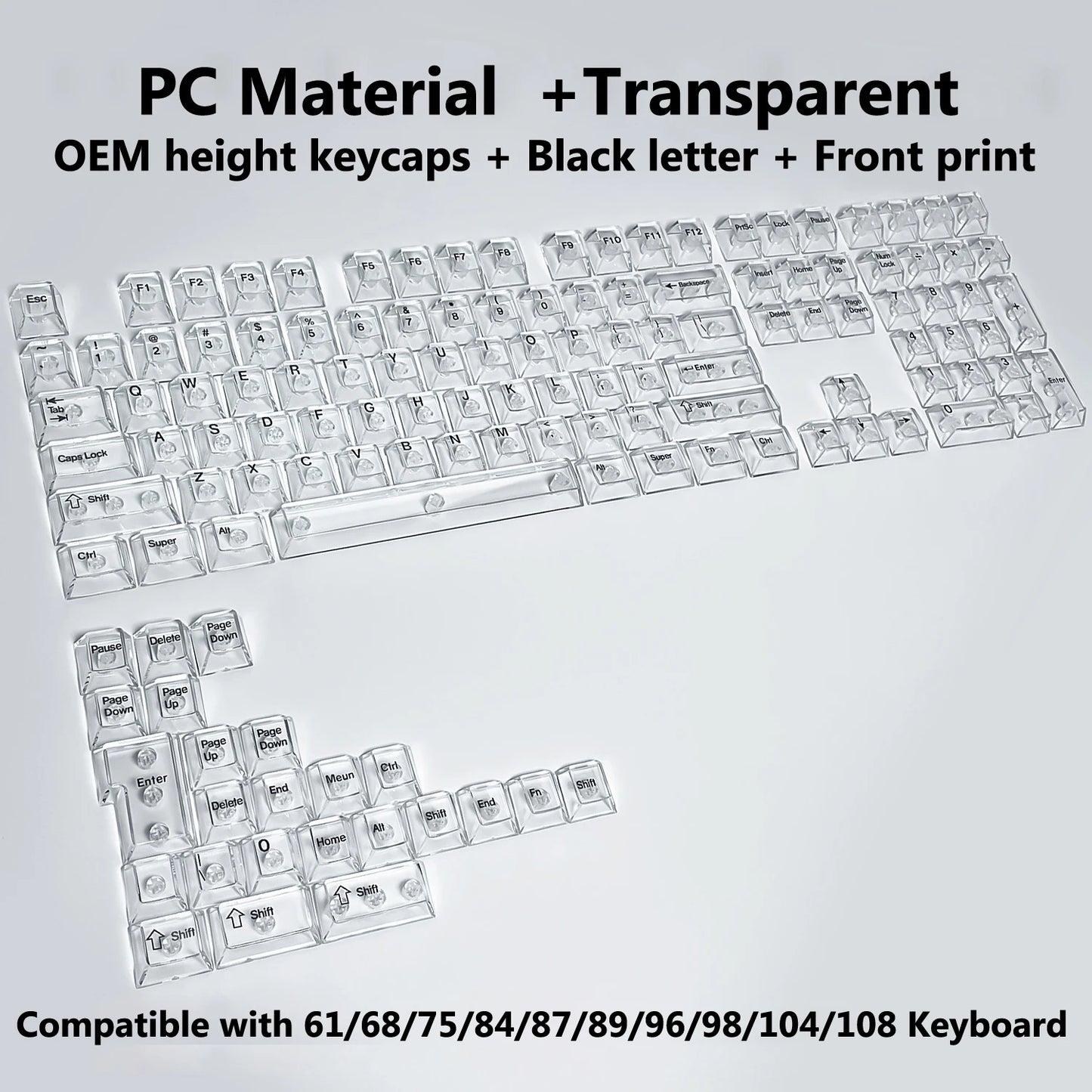 Rainbow Keycaps Full Set for Mechanical Keyboard - Transparent RGB Key
