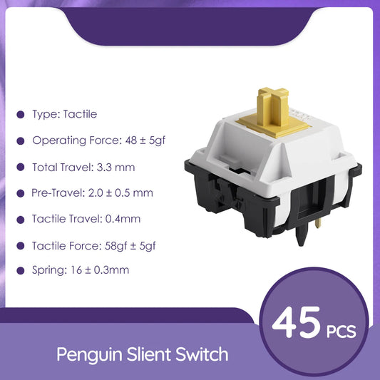 Penguin Silent Tactile 50gf 5 Pin Switch For MX Mechanical Keyboard 45 Pack