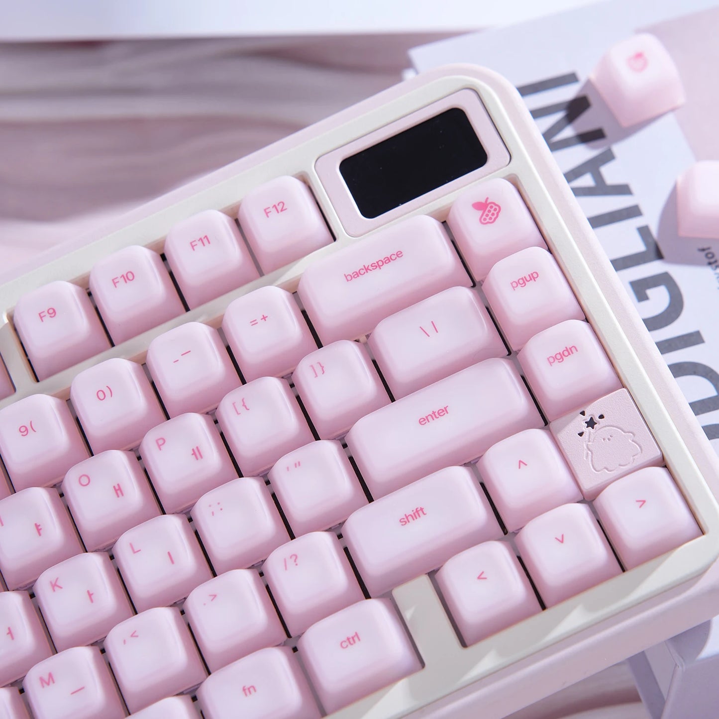 113 Keys Korean Hangul Keycaps Pink Silicone PC Cherry Profile Keyboard