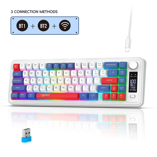 68 Key Wireless Keyboard Three Mode Bluetooth Five One Rainbow Lighting