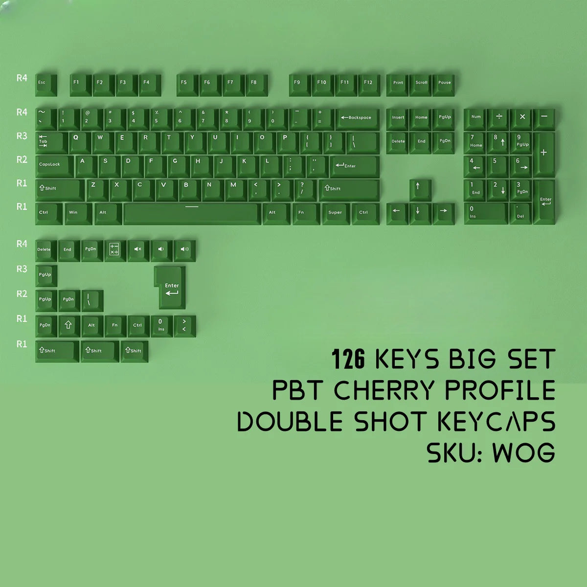 PBT Keycaps White Pink WOB – 126 Keys, ISO Alice, Cherry Profile