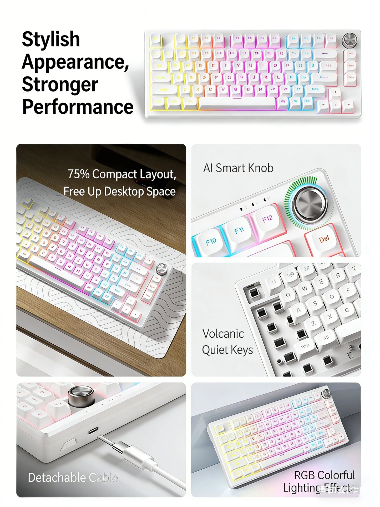 Hot Swap Mechanical Keyboard With Gasket Structure Backlit Keycaps For Esports