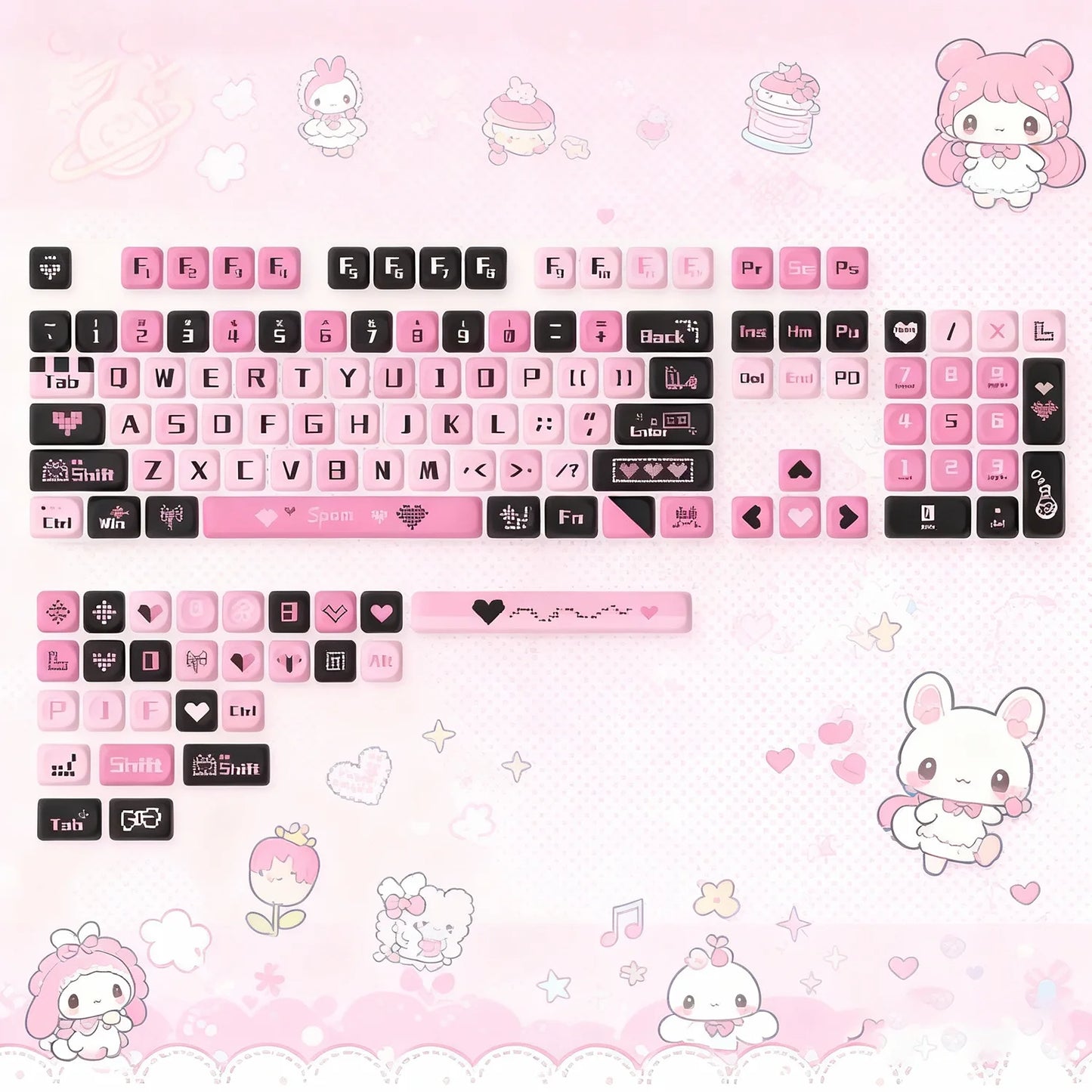 132 PBT Keycaps for 60% 65%75% 100% Cherry Gateron MX Switches Mechanical Keyboards