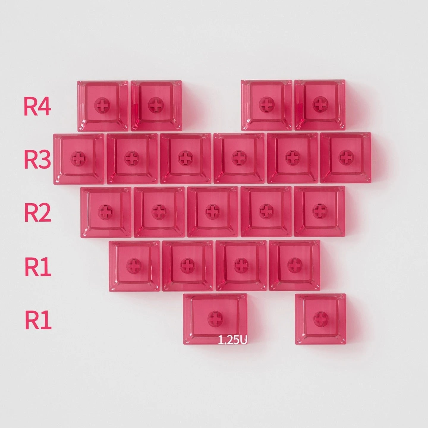 Red Transparent Keycap Set, 10 Keys, Cherry Profile, PC, for Mechanical Keyboard