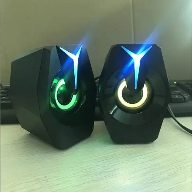 Black USB Powered Wired Two Point Zero Gaming Music Speaker for Desktop PC