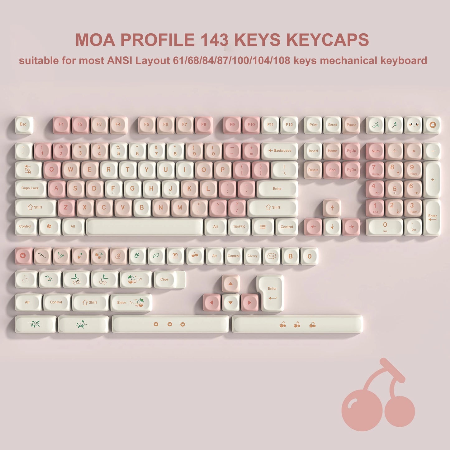 132 PBT Keycaps for 60% 65%75% 100% Cherry Gateron MX Switches Mechanical Keyboards