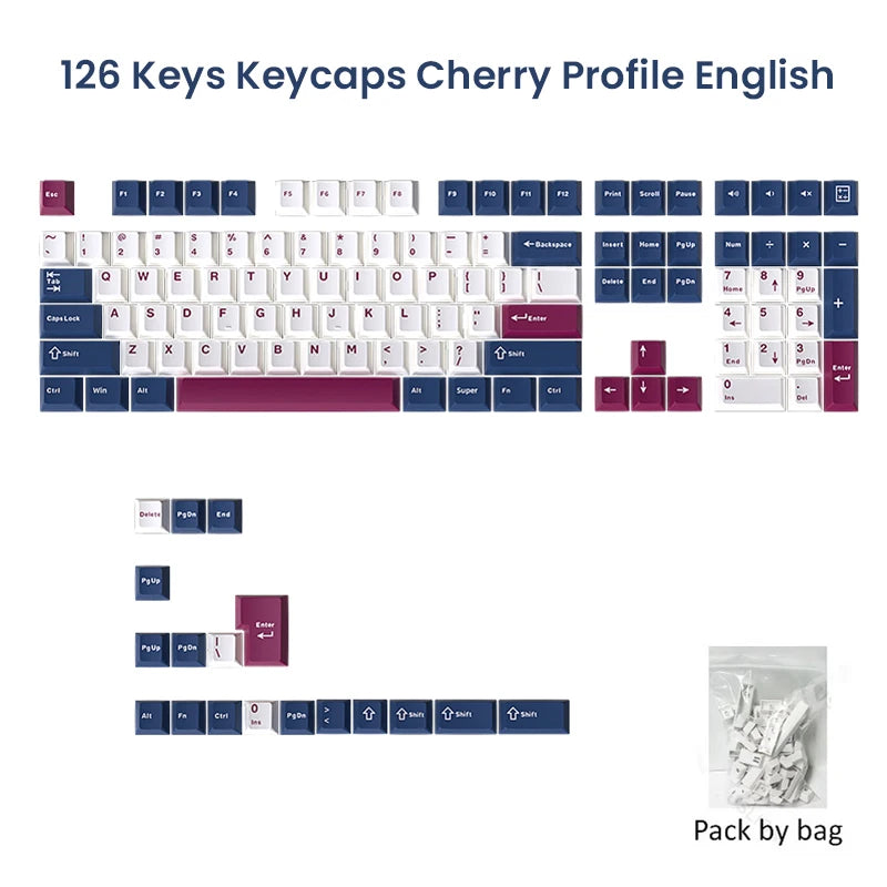 Keycaps 126 Keys – Double Shot PBT Cherry Profile for MX