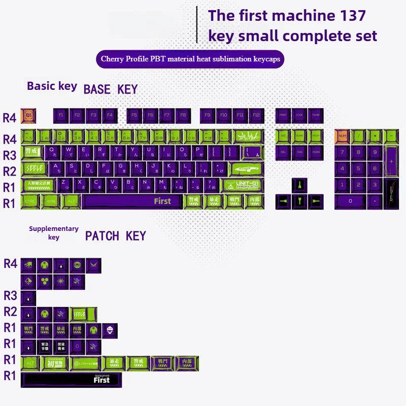 Manga Printed Keycaps Set 137 Keys Cherry Profile Custom Mechanical Keyboard