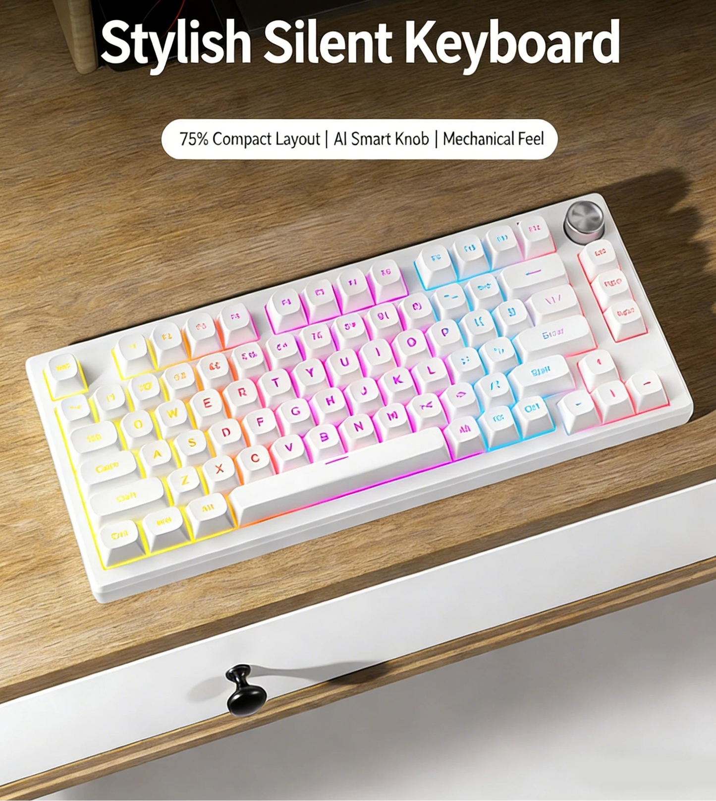 Hot Swap Mechanical Keyboard With Gasket Structure Backlit Keycaps For Esports