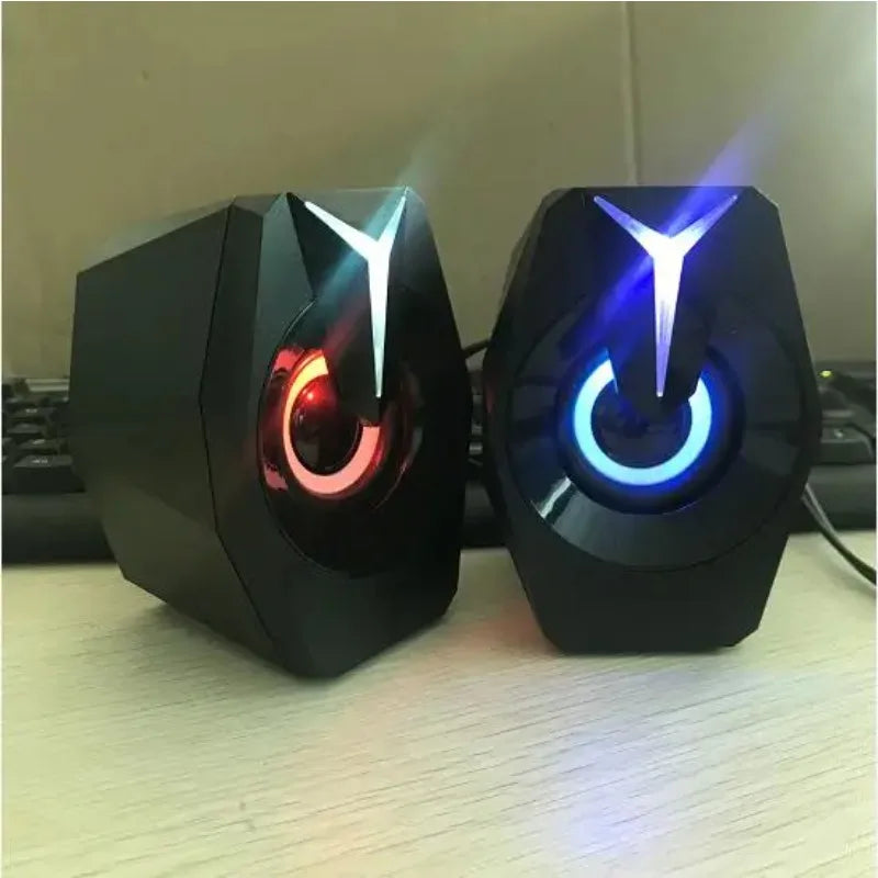 Black USB Powered Wired Two Point Zero Gaming Music Speaker for Desktop PC