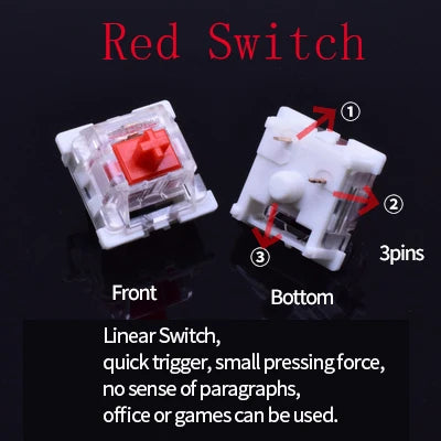 3Pin Dustproof Keyboard Switches Linear Tactile Silent For MX Mechanical