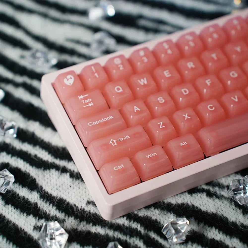 117 Key Pink Red Fog Transparent Keycap Set For Cherry MX Mechanical Keyboard