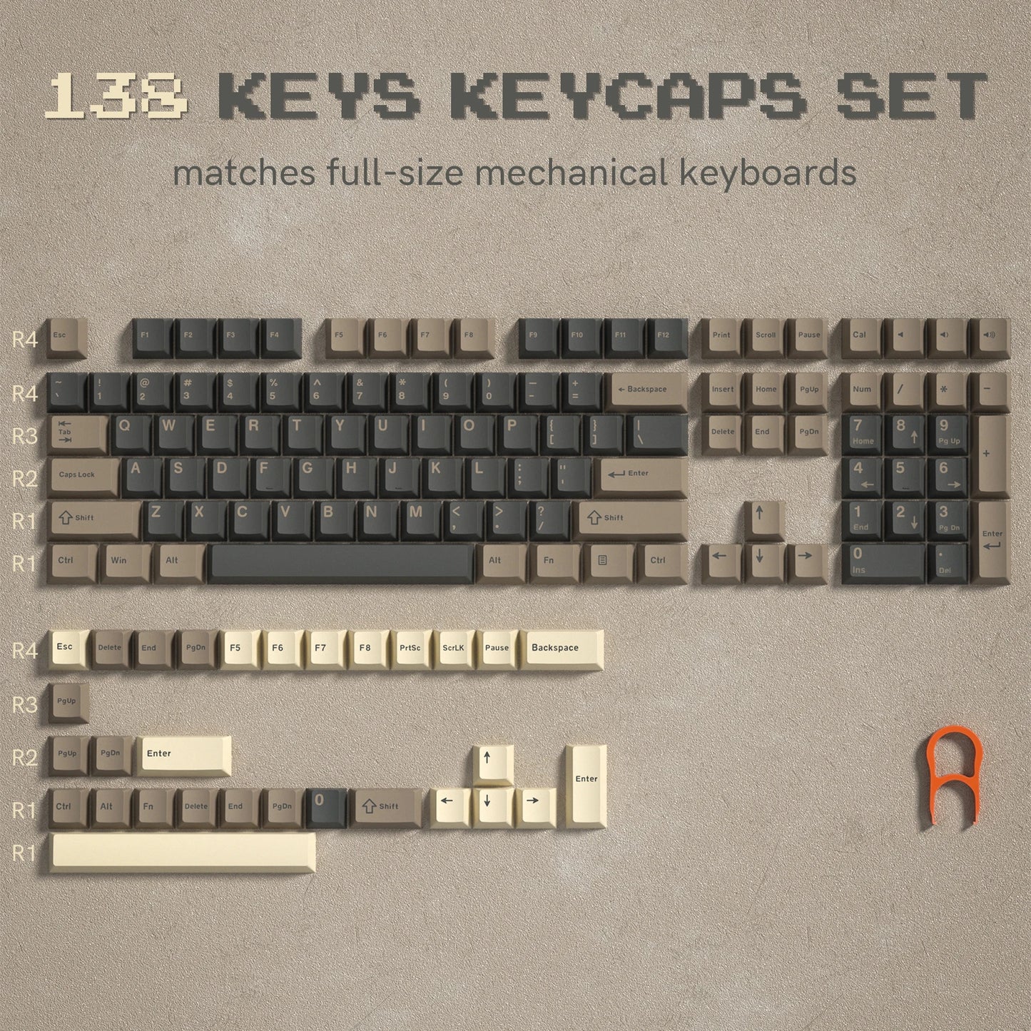 Rainbow 138 Keys Retro PBT Keycaps - Double Shot Cherry Profile for MX