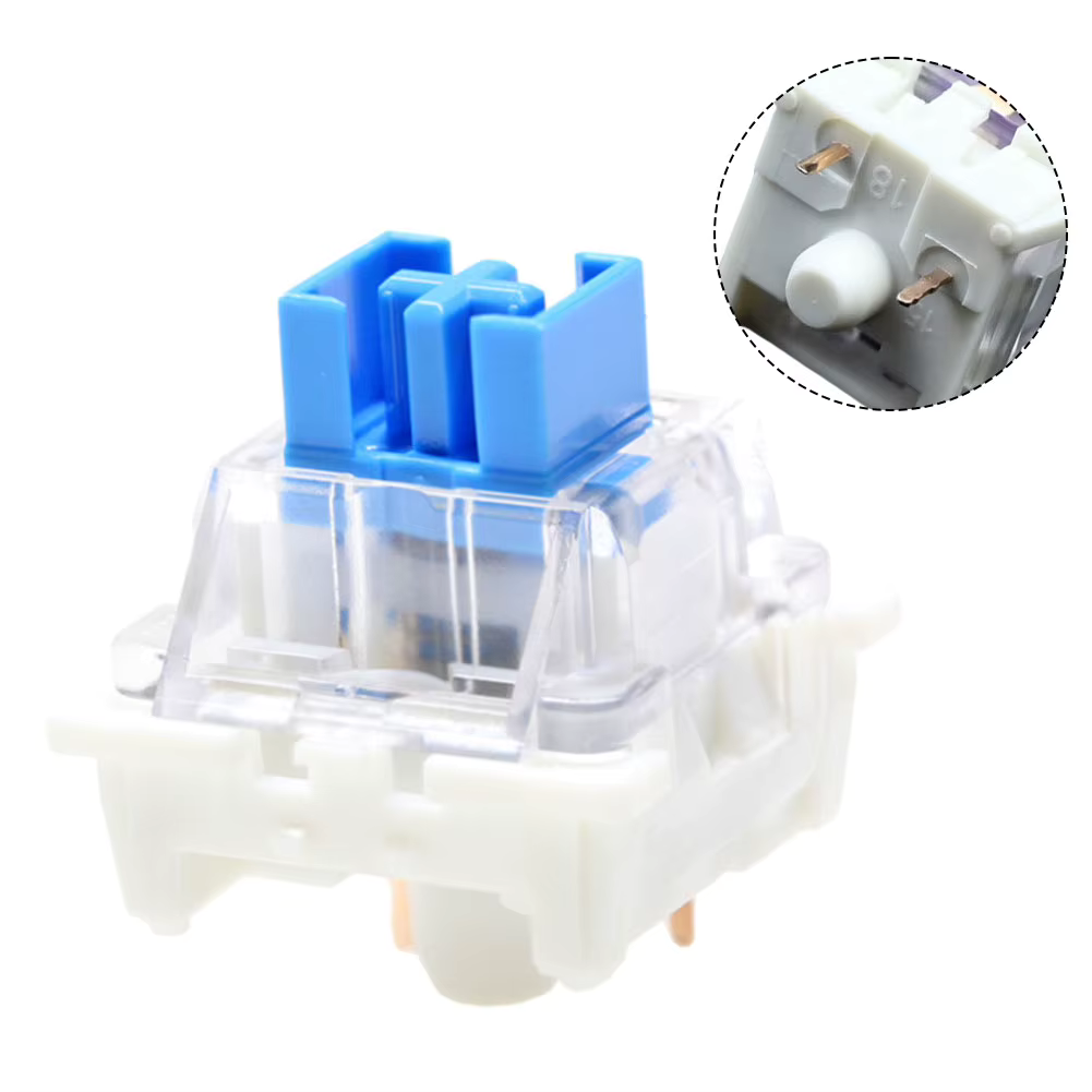50 Pack Tactile Keyboard Switches 3 Pin Plate Mounted Blue Clear Housing