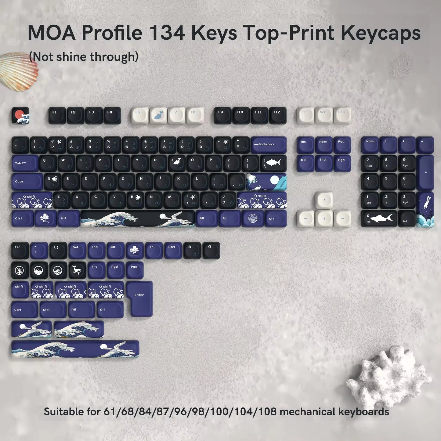 132 PBT Keycaps for 60% 65%75% 100% Cherry Gateron MX Switches Mechanical Keyboards