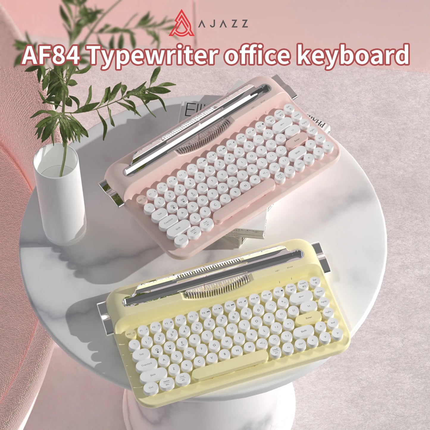 Wireless 2.4G Dual Mode Retro Keyboard With Fixed Groove Stand And Multi Device