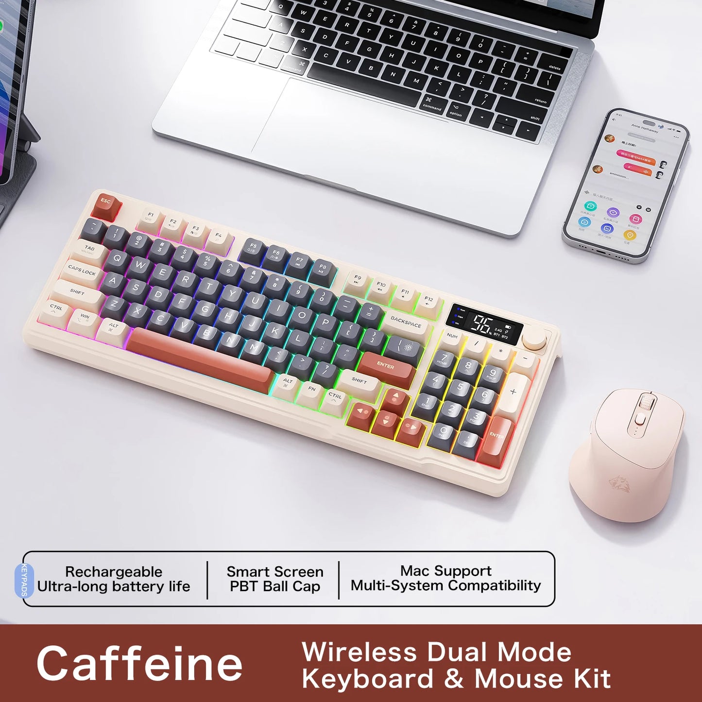 Wireless Bluetooth Gaming Keyboard - Ergonomic & Multi-Device