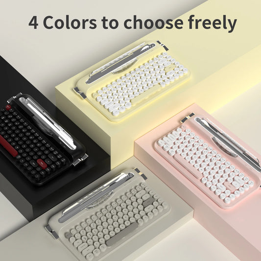 Wireless 2.4G Dual Mode Retro Keyboard With Fixed Groove Stand And Multi Device