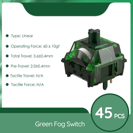Green Fog 60G Heavy Linear Switches 5 Pin Lubed For MX Mechanical Keyboard 45pc