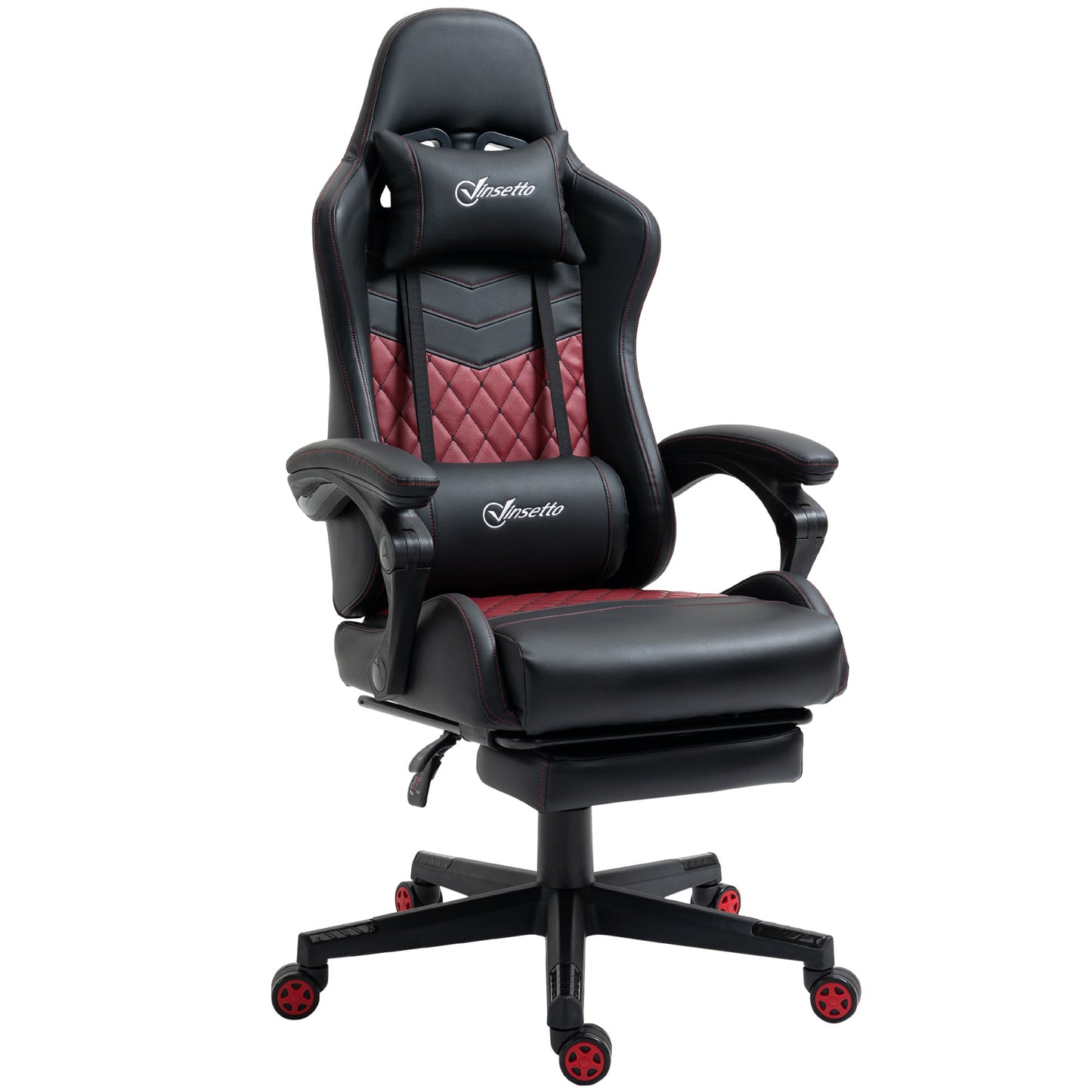 Vinsetto Racing Gaming Chair PU Leather High Back Swivel Recliner With Footrest Lumbar Support Black