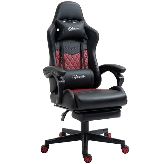Vinsetto Racing Gaming Chair PU Leather High Back Swivel Recliner With Footrest Lumbar Support Black