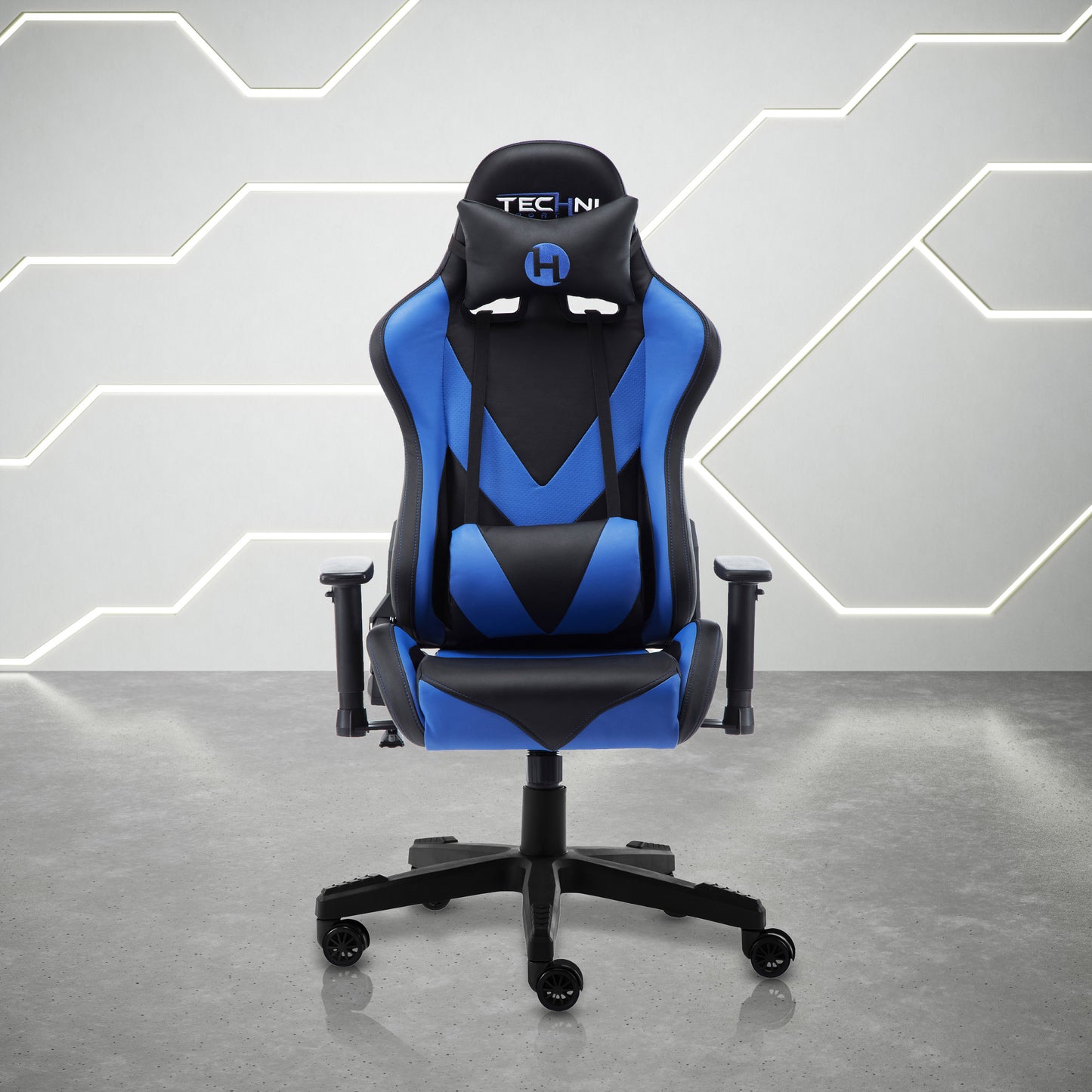 Blue Office PC Gaming Chair With PU Upholstery And Steel Frame Ergonomic